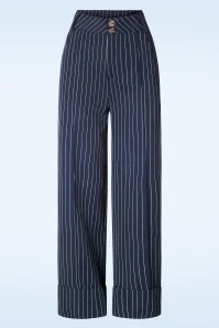 Vixen Page Pinstripe Trouser In Navy
