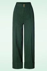Vixen Page Pinstripe Trouser In Green