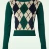 Vixen Argyl Sweater In Multi -Past Perfect Style 246199 Vixen 47949 Sweater Argyl Multi Green 230526 00402W category