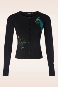 Vixen Peacock Floral Embroidered Cardigan In Black