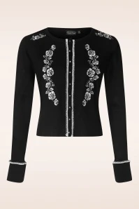 Vixen Floral Embroidered Cardigan In Black
