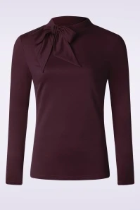 Vixen Tie Neck Jersery Top In Purple