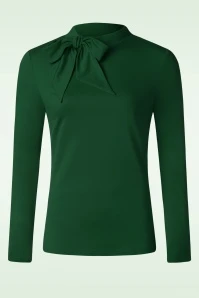 Vixen Tie Neck Jersery Top In Green