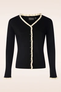 Vixen Reagan Ruffle Trims Cardigan In Black