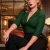 Dianne Blouse In Green -Past Perfect Style 246437 Glamour Bunny Business 47833 Dianne Blouse Bordeaux 220726 041M category