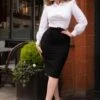 Hayworth Pencil Dress In White And Black -Past Perfect Style 246469 Glamour Bunny Business Babe 47835 Dress Pencil Hayworth White Black 20230704 411M category