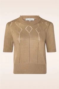 Frances Short Sleeve Pullover Jumper In Biscuit