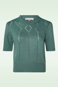 Frances Short Sleeve Pullover Jumper In Aqua