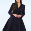 Mira Swing Coat In Navy -Past Perfect Style 246578 Hearts And Roses 48247 Coat Midnight Blue Vneck 230703 003W category