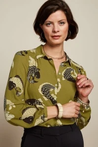 King Louie Carina Koi Blouse In Chartreuse Yellow