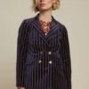 King Louie Tina Pinstripe Blazer In Midnight Blue -Past Perfect Style 246759 King Louie 46943 Blazer Tina Pinstripe Blue 021L jusite category
