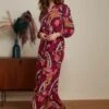 King Louie Stella Lovechild Maxi Dress In Cabernet Red -Past Perfect Style 246791 King Louie 46946 Dress Maxi Stella Lovechild Cabernet Red 021L category