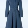 Topvintage Exclusive ~ Linette Gia Water Repellent Winter Coat In Blue -Past Perfect Style 246984 Miss Candyfloss 48536 Coat Long Buttons Blue 230906 018W category