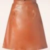 Dinah Skirt In Cognac -Past Perfect Style 247008 Vintage Chic 48312Skirt A Line Orange Leather Look 08252023 404W category