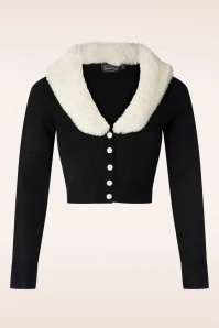 Vixen Fiora Fur Collar Cardigan In Black
