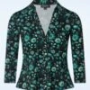 Anna Retro Birds Blouse In Black And Aqua -Past Perfect Style 247384 Lalamour 46733 Blouse Aqua Flowers Blue Black 09012023 003W category