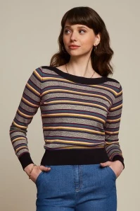 King Louie Audrey Sixties Stripe Top In Black