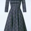 Eleanor Tartan Swing Dress In Grey 2 Eleanor Tartan Swing Dress In Grey -Past Perfect Style 247677 HR 48238 Dress Check Blue Black 09132023 003W category