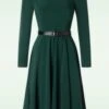 Emerald Swing Dress In Green 2 Emerald Swing Dress In Green -Past Perfect Style 247682 HR 48179 Dress Dark Green Belt 09132023 009W category