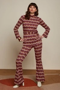 King Louie Lounge Border Flared Pants In Cabernet Red