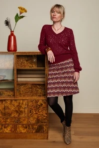 King Louie Lounge Border Skirt In Cabernet Red