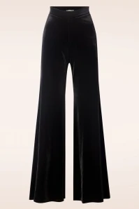 Victoria Velvet Wide Leg Trousers In Black