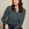 King Louie Maisie Morel Blouse In Dragonfly Green -Past Perfect Style 247784 King Louie 47015 Blouse Maisie Morel Drogonfly Green Blue 230418 020L category