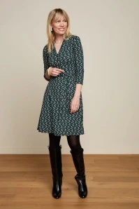 King Louie Emmy Ecovero Morel Dress In Dragonfly Green