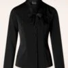 Topvintage Exclusive ~ Belinda Blouse In Black 1 Topvintage Exclusive ~ Belinda Blouse In Black -Past Perfect Style 247857 Heart and Roses 48182 Blouse Satin Black Ribbon 09152023 005W category