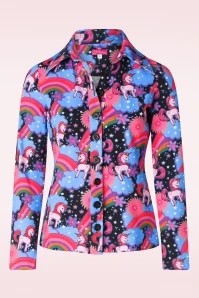 Unicorn Button Shirt In Black