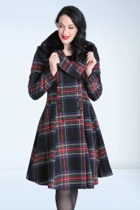 Past Perfect Style 7 Bunny Forester Tartan Coat In Black
