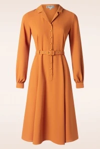 Caterina Flared Dress In Burnt Orange