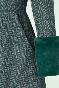 Vixen 40s Violet Fur Trim Dress Coat In Green 7 Vixen 40s Violet Fur Trim Dress Coat In Green - Image 5