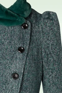 Vixen 40s Violet Fur Trim Dress Coat In Green 6 Vixen 40s Violet Fur Trim Dress Coat In Green - Image 4