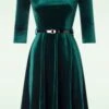 Riley Velvet Swing Dress In Green -Past Perfect Style 248260 Vintage Chic 48389 Dress Swing Velvet Belt Green 09192023 006W category