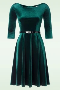 Riley Velvet Swing Dress In Green