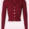Vixen 40s Jazmine Heart Knit Cardigan In Burgundy